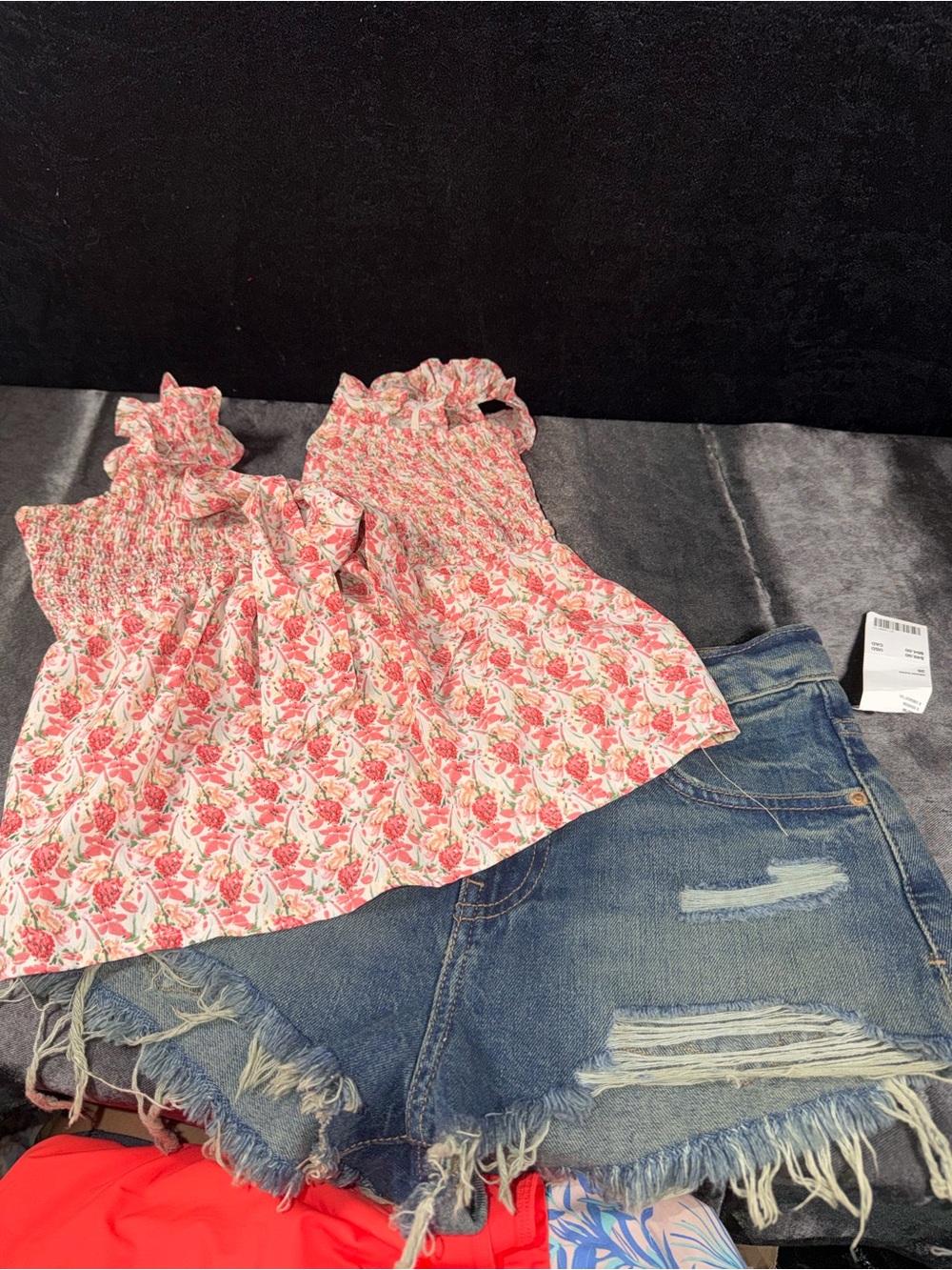 BDG Pink Floral Smocked Ruffle Camisole